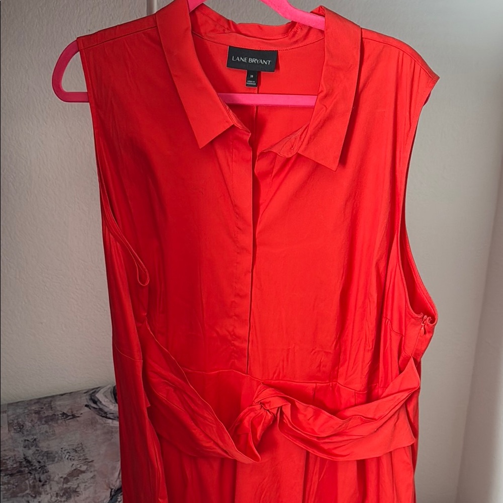 Lane Bryant Bright Red Collared Dress